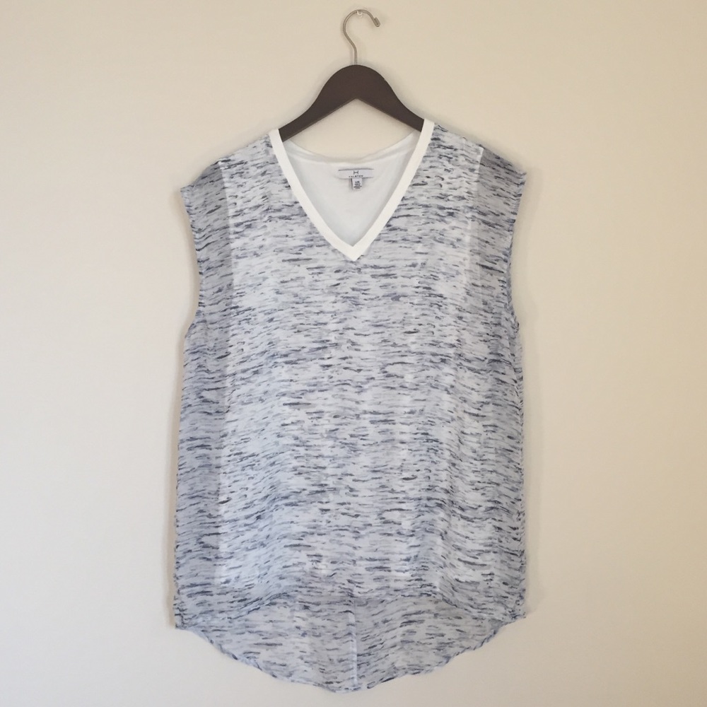 ☀️Halston Sheer Overlay Vneck Tank